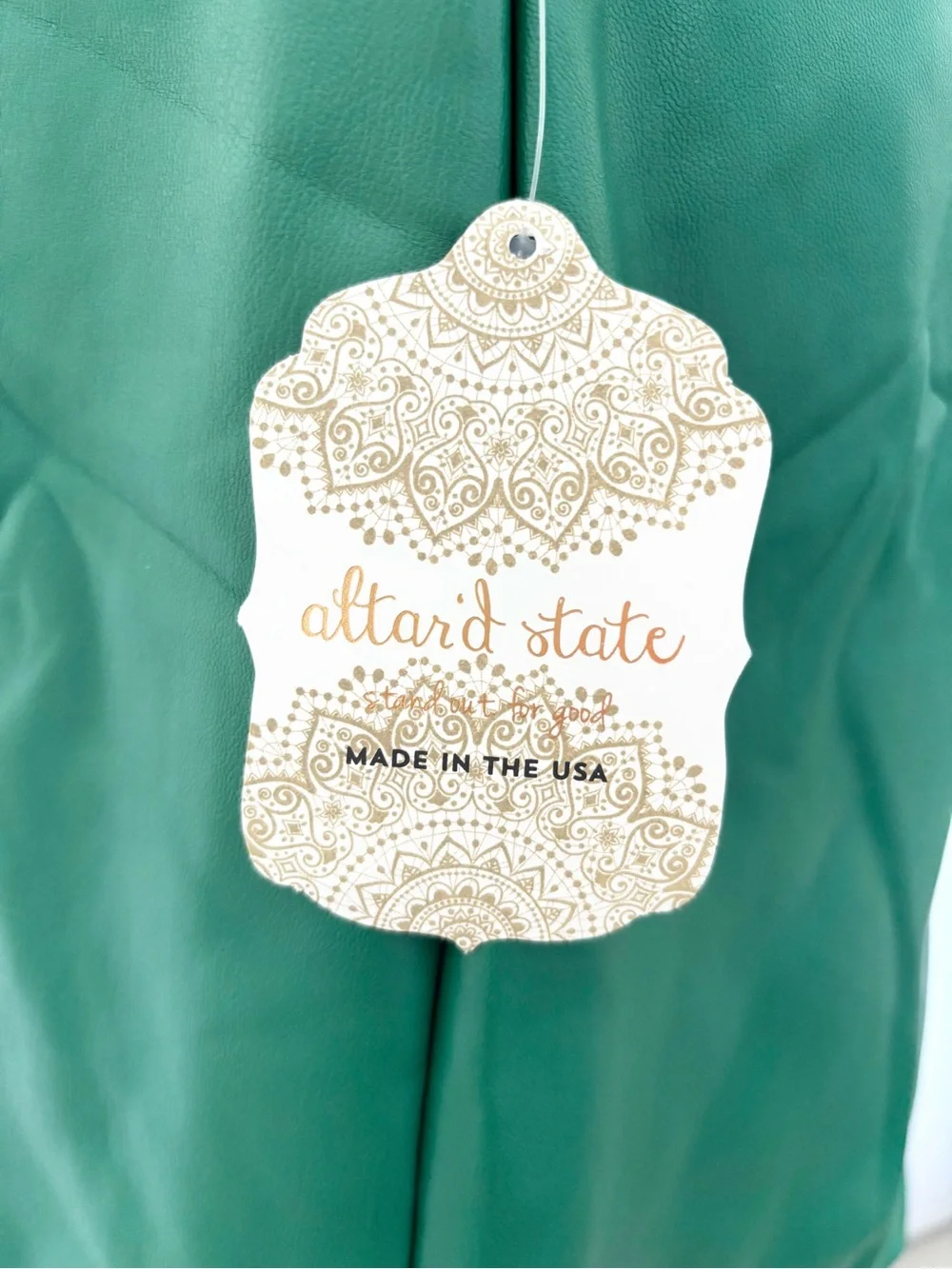 Altar'd State Emerald Green Faux Leather Mini Skirt